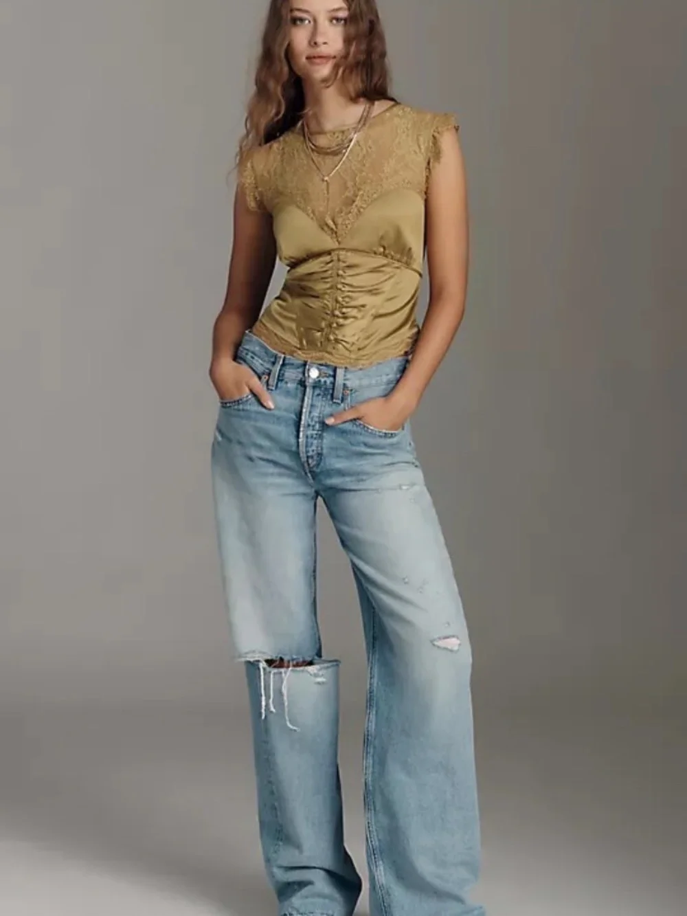 Anthropologie Shirred Silky Blouse Sz L NWT - Picture 5 of 8